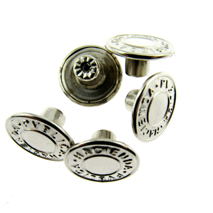 Round Hammer On Jean Buttons - 17mm Plastic Shank With Metal "Hacienda" Cap 3 - ThreadandTrimmings