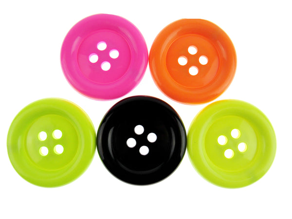Large Plastic Giant Flower Buttons Clown Colours Packs Of 2 Size 63.5 mm