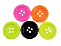 Round Clown Buttons - Flo Colours 3 x Large & Extra Large 4-Hole Plastic Buttons - ThreadandTrimmings