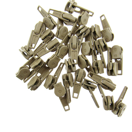 Zip Sliders with Pullers / Beige Sliders - fits continuous zip chain in my shop - ThreadandTrimmings
