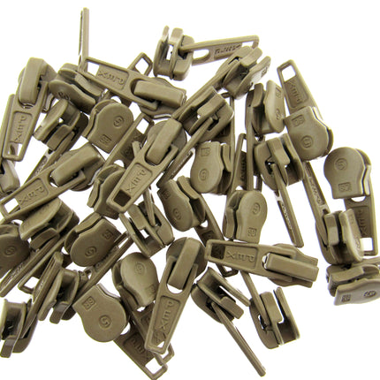 Zip Sliders with Pullers / Beige Sliders - fits continuous zip chain in my shop - ThreadandTrimmings