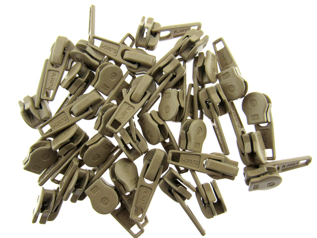 Zip Sliders with Pullers / Beige Sliders - fits continuous zip chain in my shop - ThreadandTrimmings
