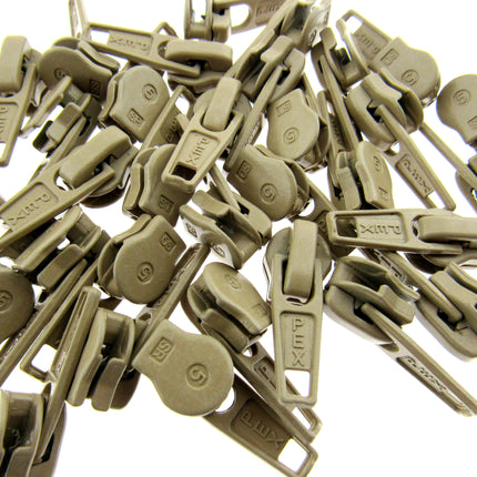 Zip Sliders with Pullers / Beige Sliders - fits continuous zip chain in my shop - ThreadandTrimmings