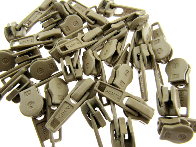 Zip Sliders with Pullers / Beige Sliders - fits continuous zip chain in my shop - ThreadandTrimmings