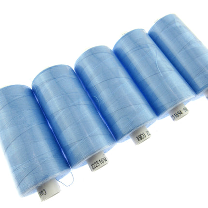 5 x 1000 YARD MOON SPUN POLYESTER SEWING THREAD - CHOOSE YOUR COLOUR - ThreadandTrimmings