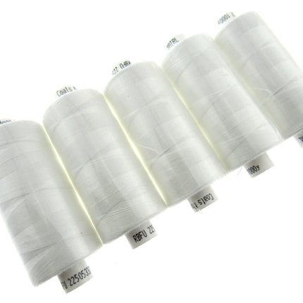 5 x 1000 YARD MOON SPUN POLYESTER SEWING THREAD - CHOOSE YOUR COLOUR - ThreadandTrimmings