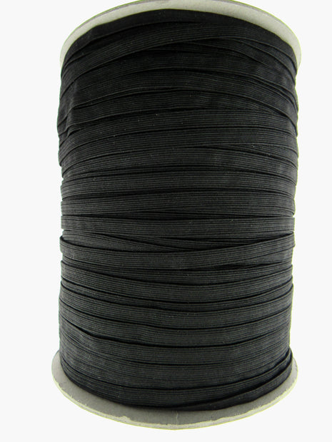 Thin Flat Braid Elastic - 8mm - 10 Cord Knicker - Face Mask Elastic Black -White - ThreadandTrimmings