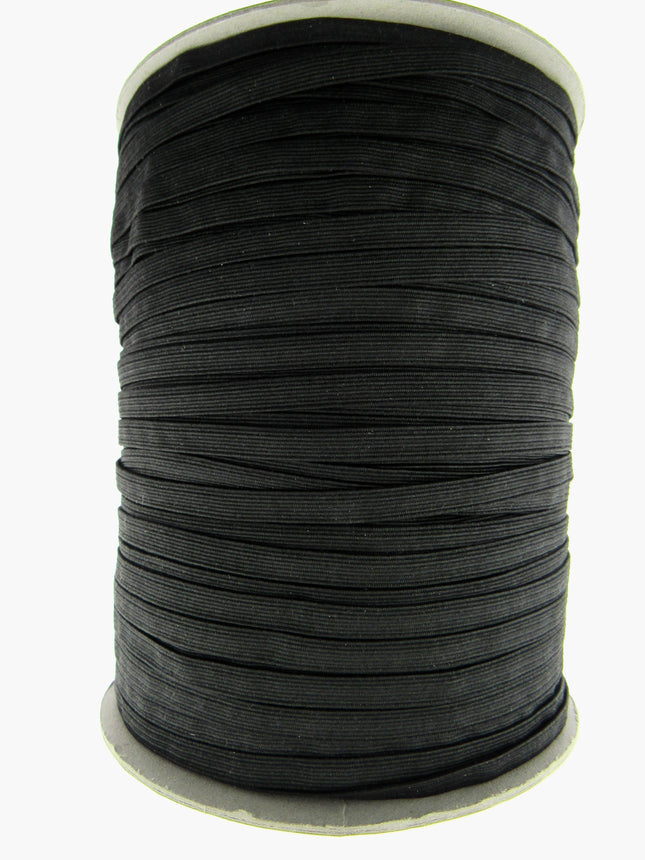 Thin Flat Braid Elastic - 8mm - 10 Cord Knicker - Face Mask Elastic Black -White - ThreadandTrimmings