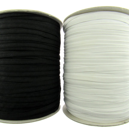 Thin Flat Braid Elastic - 8mm - 10 Cord Knicker - Face Mask Elastic Black -White - ThreadandTrimmings