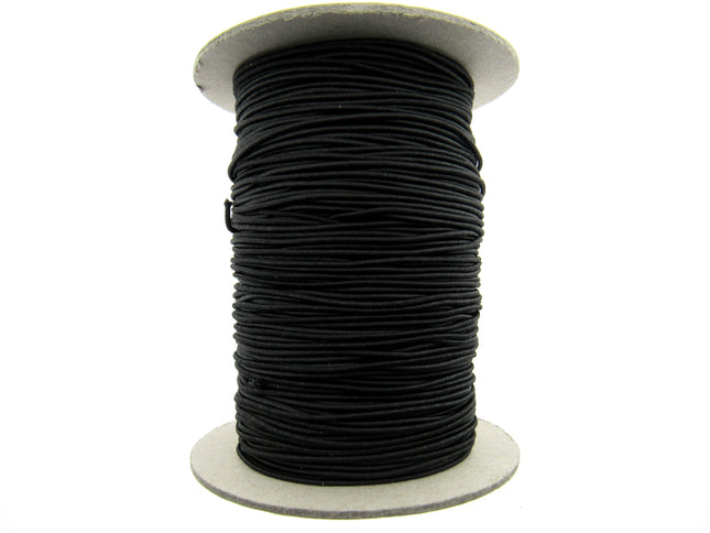 Thin Round Cord Elastic Full Roll (100 Meters) 1mm Black or White - ThreadandTrimmings