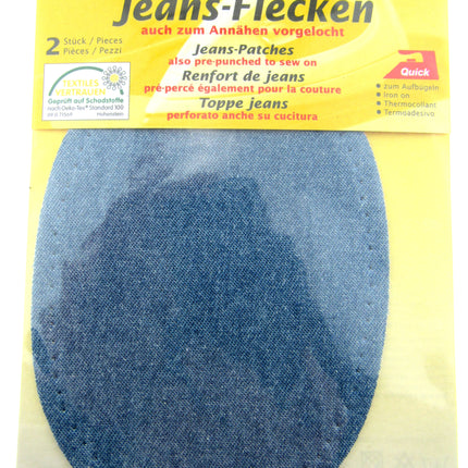 Iron On or Sew On Pre-Punched Denim Jean Patches - 1 x Pair (2 patches) OEKO-TEX - ThreadandTrimmings