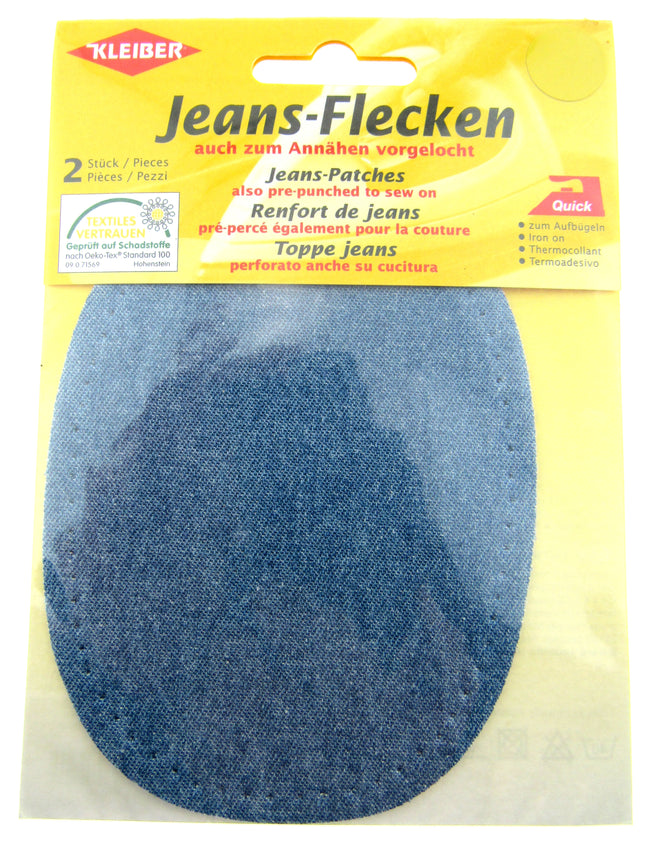 Iron On or Sew On Pre-Punched Denim Jean Patches - 1 x Pair (2 patches) OEKO-TEX - ThreadandTrimmings