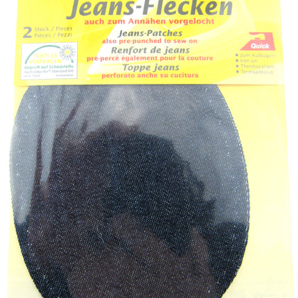 Iron On or Sew On Pre-Punched Denim Jean Patches - 1 x Pair (2 patches) OEKO-TEX - ThreadandTrimmings