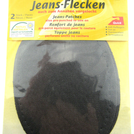Iron On or Sew On Pre-Punched Denim Jean Patches - 1 x Pair (2 patches) OEKO-TEX - ThreadandTrimmings