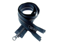 2 Way Open End Zip - Chunky Plastic (No5 Weight) - Opens Both Ends - Black/Navy