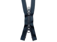 2 Way Open End Zip - Chunky Plastic (No5 Weight) - Opens Both Ends - Black/Navy