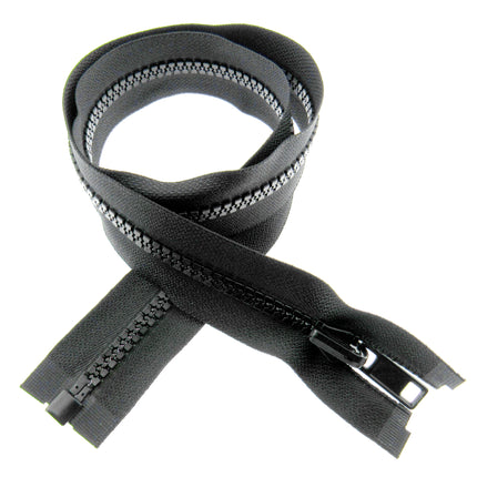 Reversible Flip Over Open End Chunky Plastic Zip (# 5 Chain) Black Navy 22"- 30"
