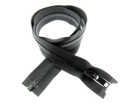 Reversible Flip Over Open End Chunky Plastic Zip (# 5 Chain) Black Navy 22"- 30"