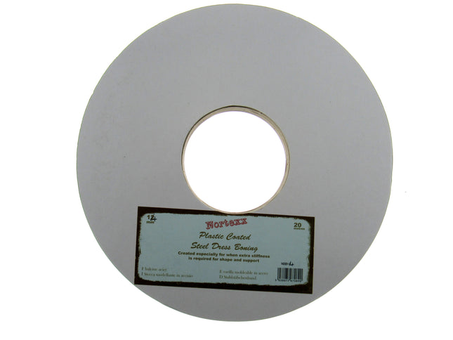 WHITE PLASTIC COVERED STEEL BONING , 10mm 12mm 14mm - 20 METER ROLL - ThreadandTrimmings