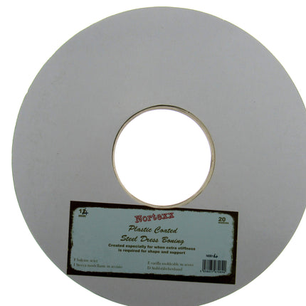 WHITE PLASTIC COVERED STEEL BONING , 10mm 12mm 14mm - 20 METER ROLL - ThreadandTrimmings