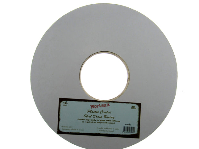 WHITE PLASTIC COVERED STEEL BONING , 10mm 12mm 14mm - 20 METER ROLL - ThreadandTrimmings