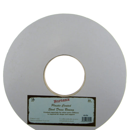WHITE PLASTIC COVERED STEEL BONING , 10mm 12mm 14mm - 20 METER ROLL - ThreadandTrimmings