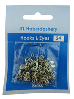 Silver Hooks & Eyes - Size 0, 1, 2 or 3 / 24 Sets Per Card