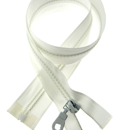 Plastic Open End Zip White Chunky - 26" - 65cm