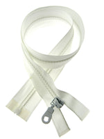 White Chunky Plastic Open End Zip- 26" - 65cm