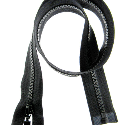 Plastic Vislon Open End Zip  - 24" Black With Round Ring Puller - 5mm Wide Teeth