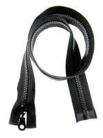 24" Black Plastic Vislon Open End Zip With Round Ring Puller - 5mm Wide Teeth