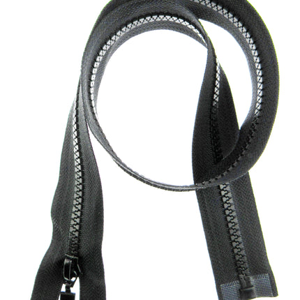 Plastic Vislon Open End Zip  - 24" Black With Round Ring Puller - 5mm Wide Teeth