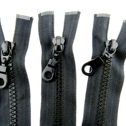 Plastic Vislon Open End Zip  - 24" Black With Round Ring Puller - 5mm Wide Teeth