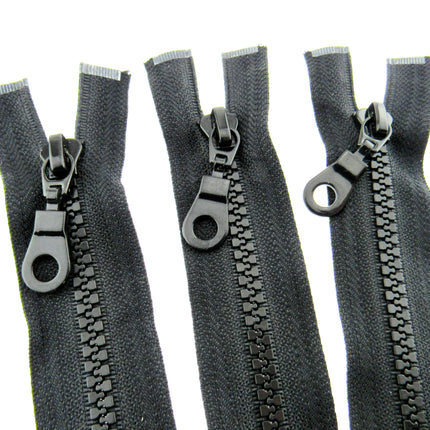 Plastic Vislon Open End Zip  - 24" Black With Round Ring Puller - 5mm Wide Teeth