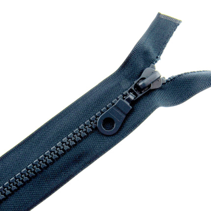 Plastic Vislon Open End Zip - 22" Navy  With Round Ring Puller - 5mm Wide Teeth