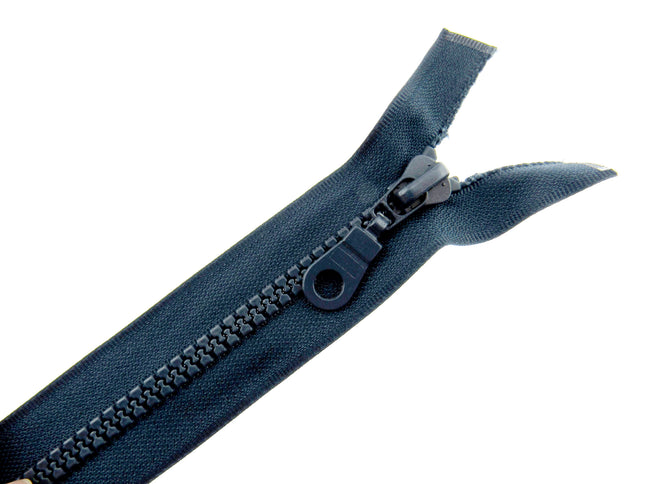 Plastic Vislon Open End Zip - 22" Navy  With Round Ring Puller - 5mm Wide Teeth