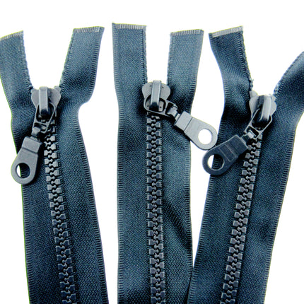 Plastic Vislon Open End Zip - 22" Navy  With Round Ring Puller - 5mm Wide Teeth