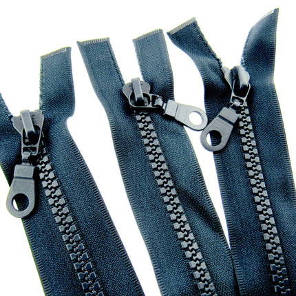 Plastic Vislon Open End Zip  - 26" Navy With Round Ring Puller - 5mm Wide Teeth - ThreadandTrimmings