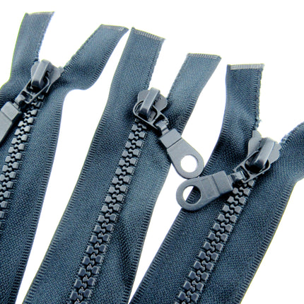 Plastic Vislon Open End Zip - 22" Navy  With Round Ring Puller - 5mm Wide Teeth