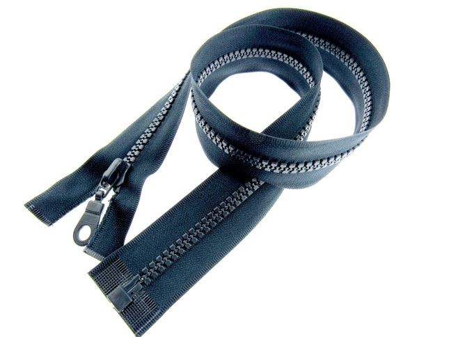 Plastic Vislon Open End Zip  - 26" Navy With Round Ring Puller - 5mm Wide Teeth - ThreadandTrimmings