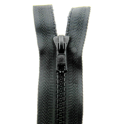 Plastic Vislon Open End Zip - 24" Black  - 5mm Wide Teeth - With Straight Puller