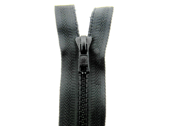 Plastic Vislon Open End Zip - 24" Black  - 5mm Wide Teeth - With Straight Puller