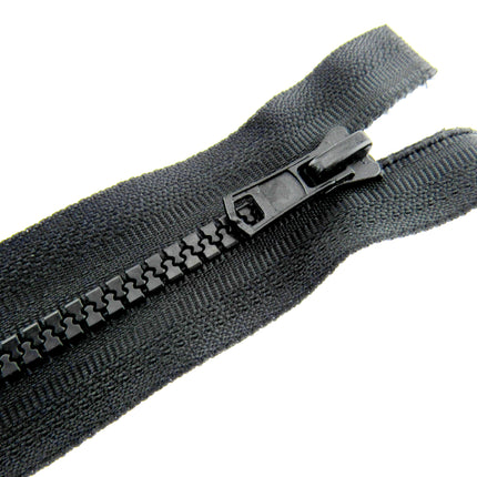 Plastic Vislon Open End Zip - 24" Black  - 5mm Wide Teeth - With Straight Puller