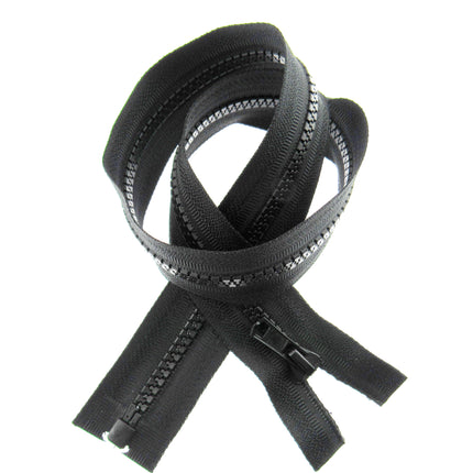 Plastic Vislon Open End Zip - 24" Black  - 5mm Wide Teeth - With Straight Puller