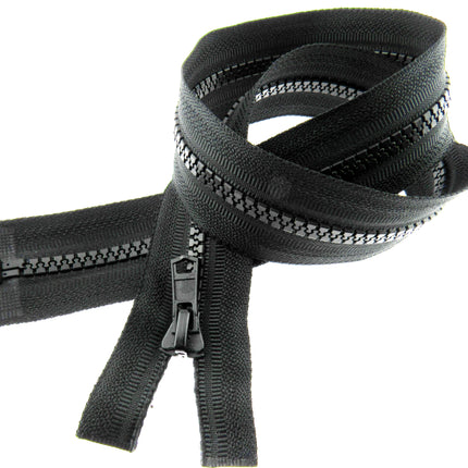 Plastic Vislon Open End Zip - 24" Black  - 5mm Wide Teeth - With Straight Puller