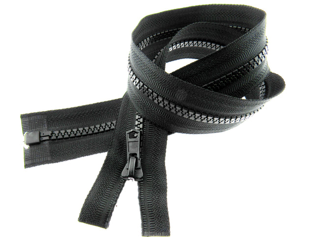 Plastic Vislon Open End Zip - 24" Black  - 5mm Wide Teeth - With Straight Puller