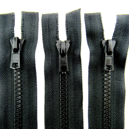 Plastic Vislon Open End Zip - 24" Black  - 5mm Wide Teeth - With Straight Puller