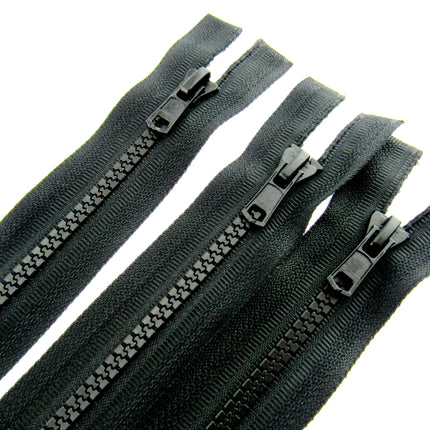 Plastic Vislon Open End Zip - 24" Black  - 5mm Wide Teeth - With Straight Puller