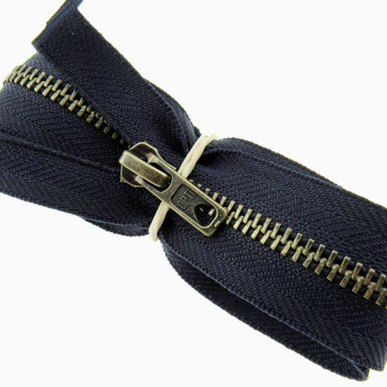 Antique Brass Metal Zipper – Optilon Open End 5mm Teeth, 5 Colours & Sizes - ThreadandTrimmings