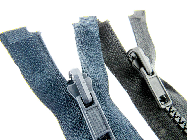 Reversible Flip Over Open End Chunky Plastic Zip (# 5 Chain) Black Navy 22"- 30"